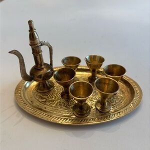Vintage Miniature Brass Surahi Tea Set